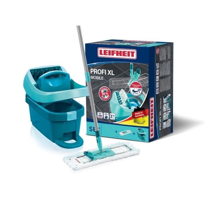 Kit Leifheit Profi XL Mobile 55096 balai et seau en acier