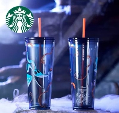 Disney ZERO 24 Oz Starbucks Travel Tumbler Nightmare Before Christmas In Hand