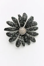 VTG Brooch Silver Tone Rhinestone Sunflower Elegant Classy Stmnt Fashion Jewelry