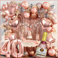 Deko Set 40. Geburtstag Rosegold Luftballons Banner SchäRpe Party Deko Frau