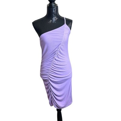 ENZA COSTA midi Dress Womens Large Lavender Purple Ruched One Shoulder  Casual | eBay