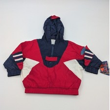 Vintage 90s Toddler Windbreaker Size 2T Colorblock 1/2 Zip Red Blue Fast moves