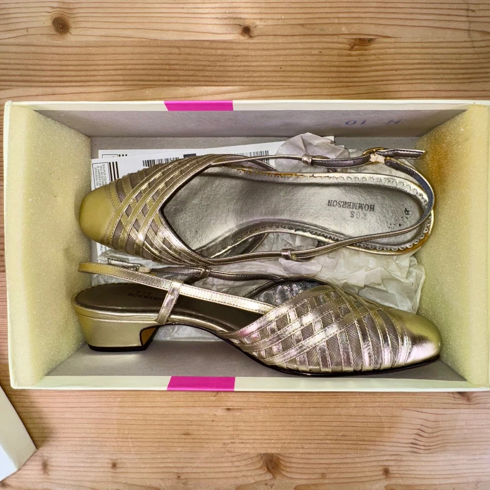 Ros Hommerson Charleston 金色露跟低跟鞋 尺码 11 B 金属色 — 第 4/4 张图片