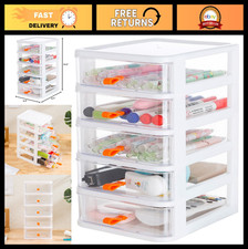 5 Drawer Mini Stackable Storage Organizer, Clear/White Frame, Compact  Versatil