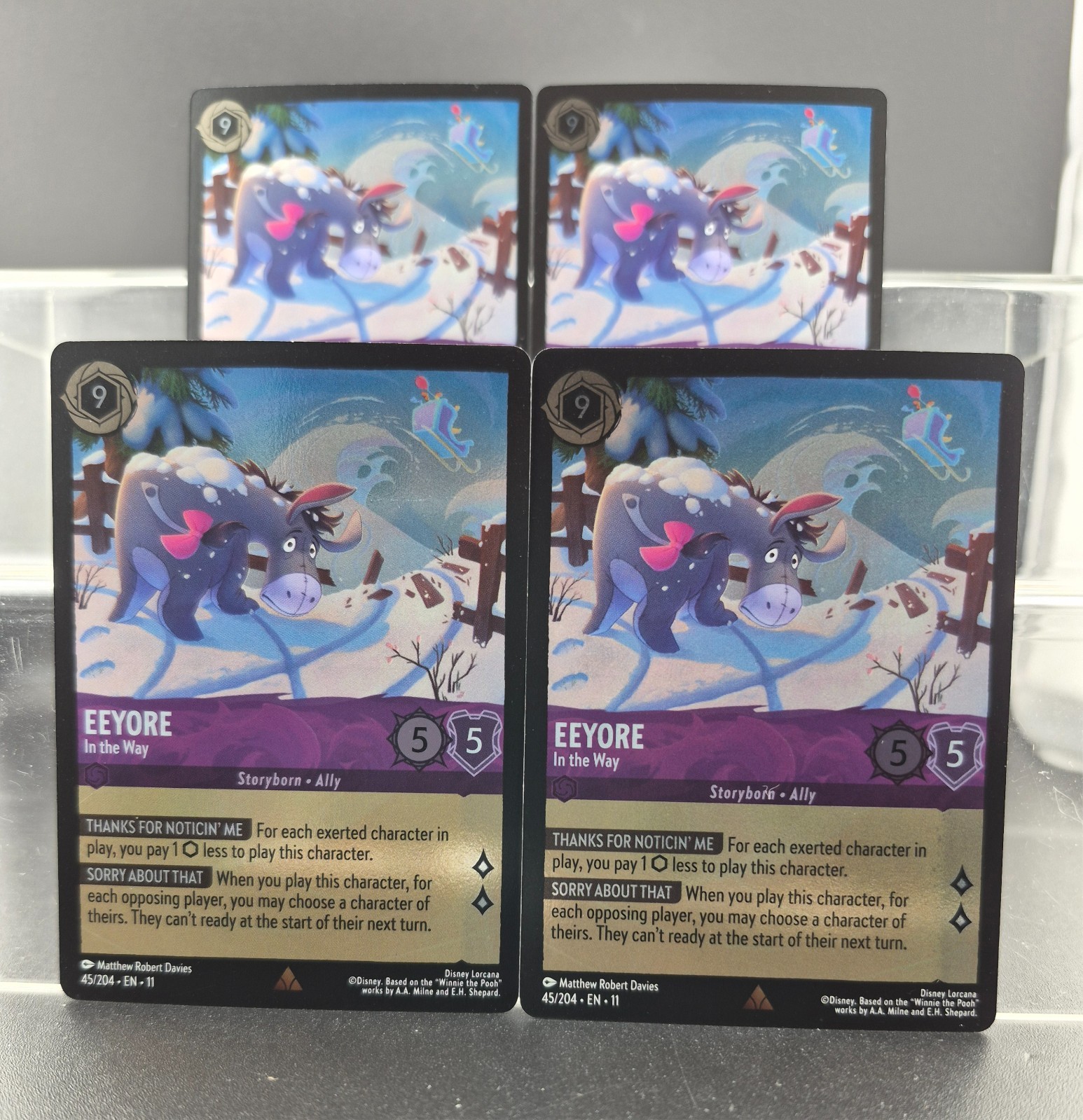 Disney Lorcana Eeyore - In the Way 45/204 Winterspell Rare Foil 4 Cards
