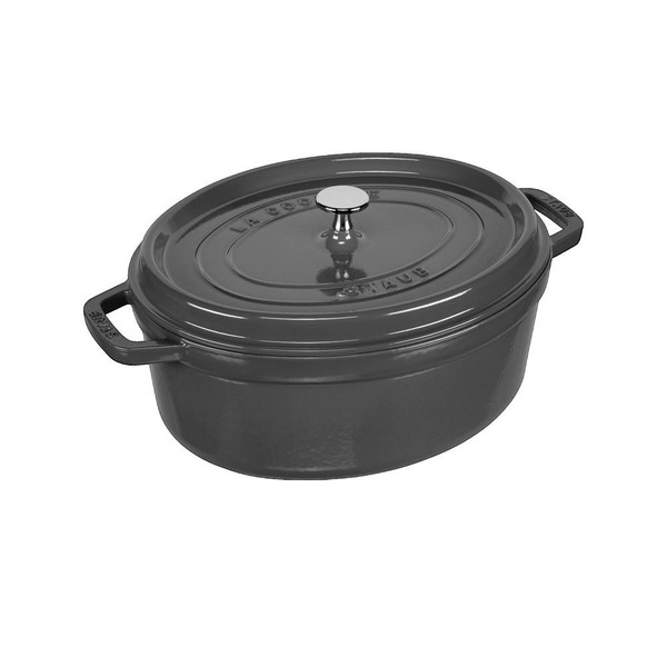 Staub Cocotte Oval 31Cm 5.5L Graphit Grau — Gusseisen Ofenfest-image