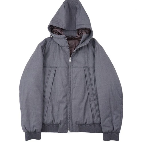 Brett Johnson Gray Padded Wool Bomber Jacket with Hood L (Eu 52) NWT - product listing photo