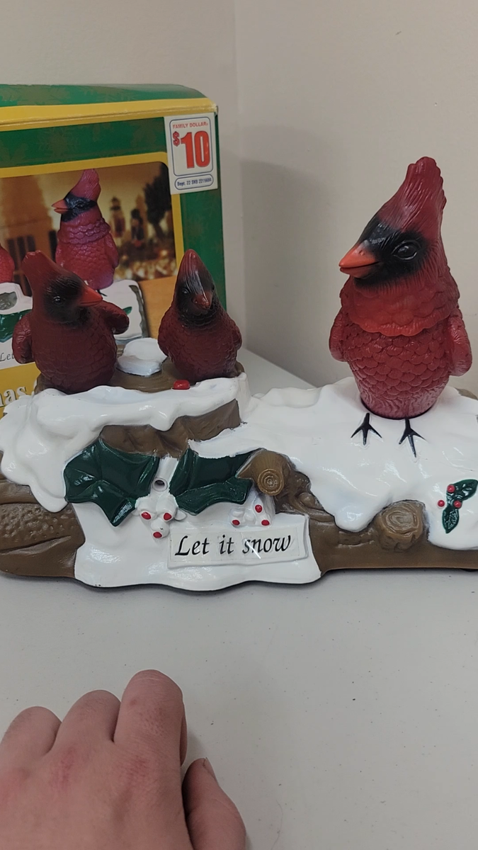Gemmy Singing Red Birds Cardinal Trio LET IT SNOW Christmas