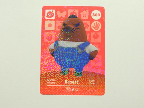 Animal Crossing Amiibo Card – Resetti (#309) – Series 4 – Authentic, Mint, Never Scanned