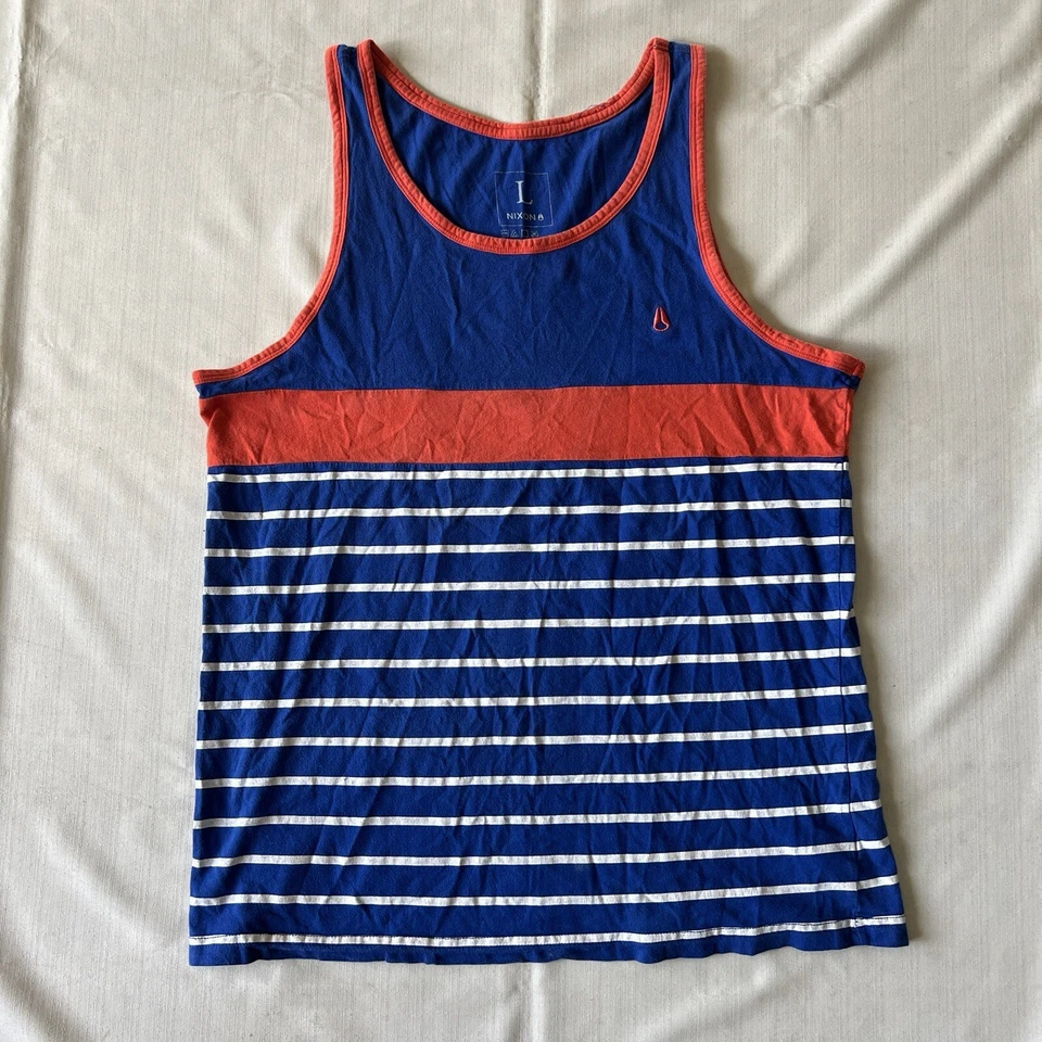 Nixon Shirt Mens S/M Youth L Tank Top Orange White Watch Embroidered Surf 2693 - Image 3 of 4