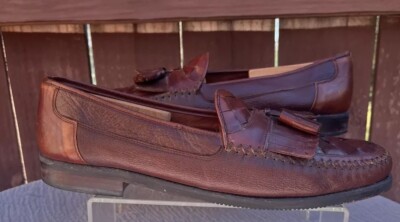 Brass Boot Woven Genuine Leather Tassel Loafers Brown Size 12 Brass Boot Men main image 4