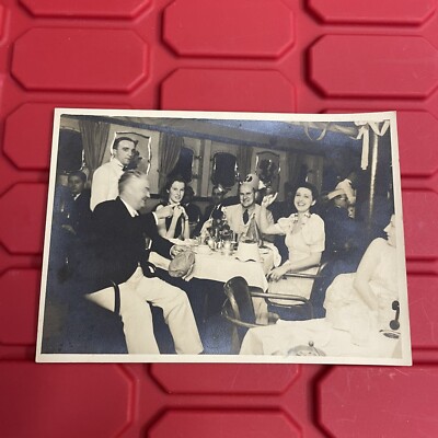 Wealthy People Eating Dinner In Fancy Ship Photograph 6 7/8 x 4 7/8 Vtg 1940s