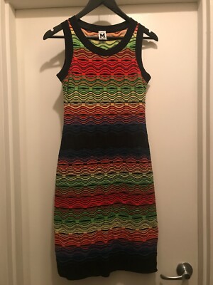 M Missoni black Neon knit wavy zigzag bodycon dress size 40 / Small | eBay