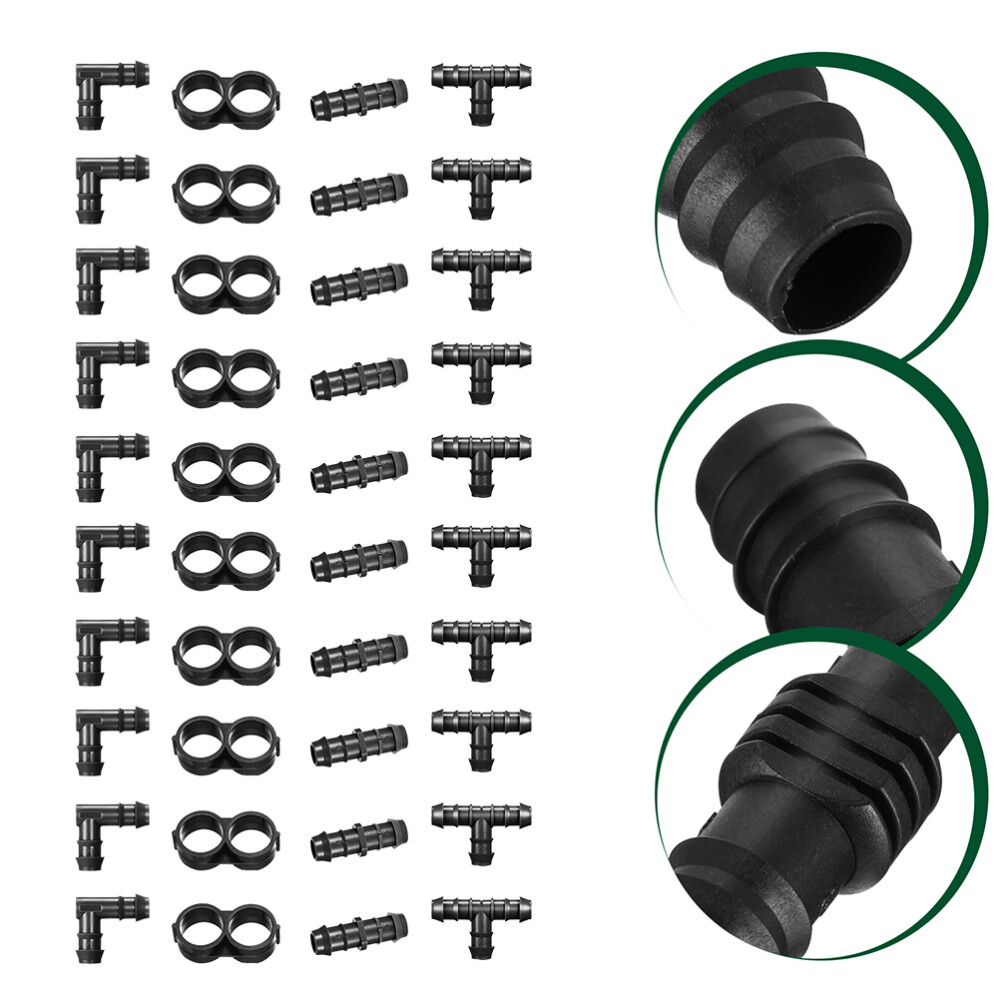 40 Pcs Irrigation Accessories Garden Drip System Hose Connectors Barbed