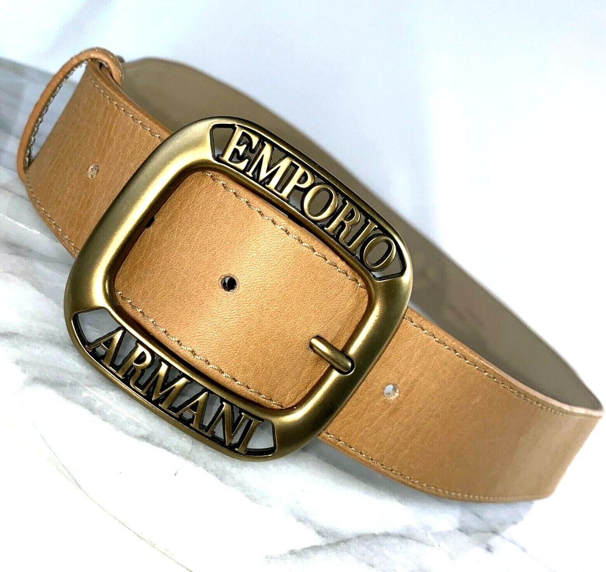 New Emporio Armani Women Leather Belt Beige Buy Emporio Armani Neutral EA Classic Buckle Reversible Belt  main image 2