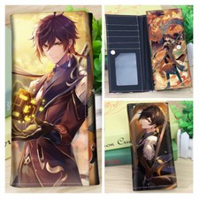 Genshin Impact Zhongli Anime Purse Card Holder PU Fold Long Wallet Holiday Gift
