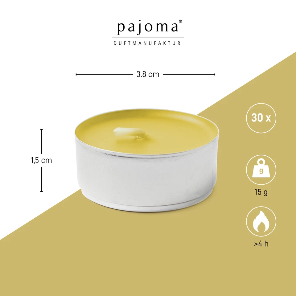 pajoma® Citronella Teelichter 30er Set im Alu-Cup Ø 3,8 cm, 4h Brenndauer - Bild 2 von 4