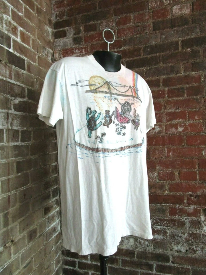 Camiseta Vintage Grateful Dead (XL) Arte Desenhada à Mão 2 Lados RARA-Única - Imagem 3 de 4