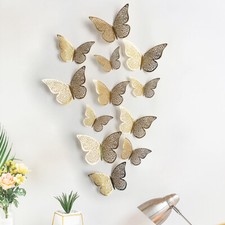 12 pcs 3d cute Gold butterfly wall decor, party, wedding, diy