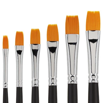 VBS Pennelli Piatti Basic Set di 6 per Dipingere Tuschen Colore Punta Sintetica