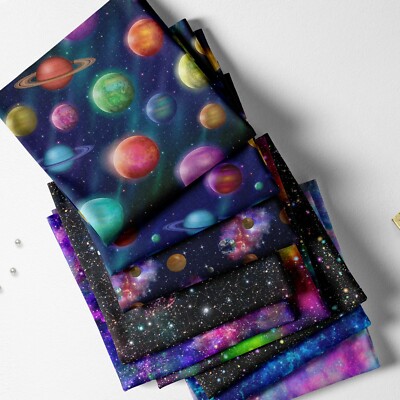 100 % Baumwolle Space Galaxy Orbit Druck Kinder Handwerk Nähen Stoff | FQ