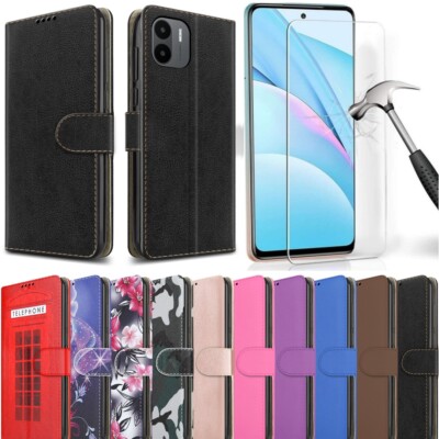 Für Xiaomi Redmi A1 Hülle Leder Wallet Handy Case Cover + Display Hartglas