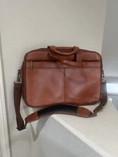 Unbranded Distressed BROWN leather Travel Laptop Messenger Bag Shoulder Strap