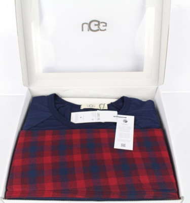Ugg Men's Pajama Set Steiner Pants Long Sleeve Shirt XXL Navy Dark Cherry