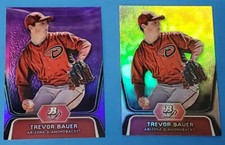 Trevor Bauer 2012 Bowman Platinum Prospects Purple Refractor & Base BPP4 2-CARDS
