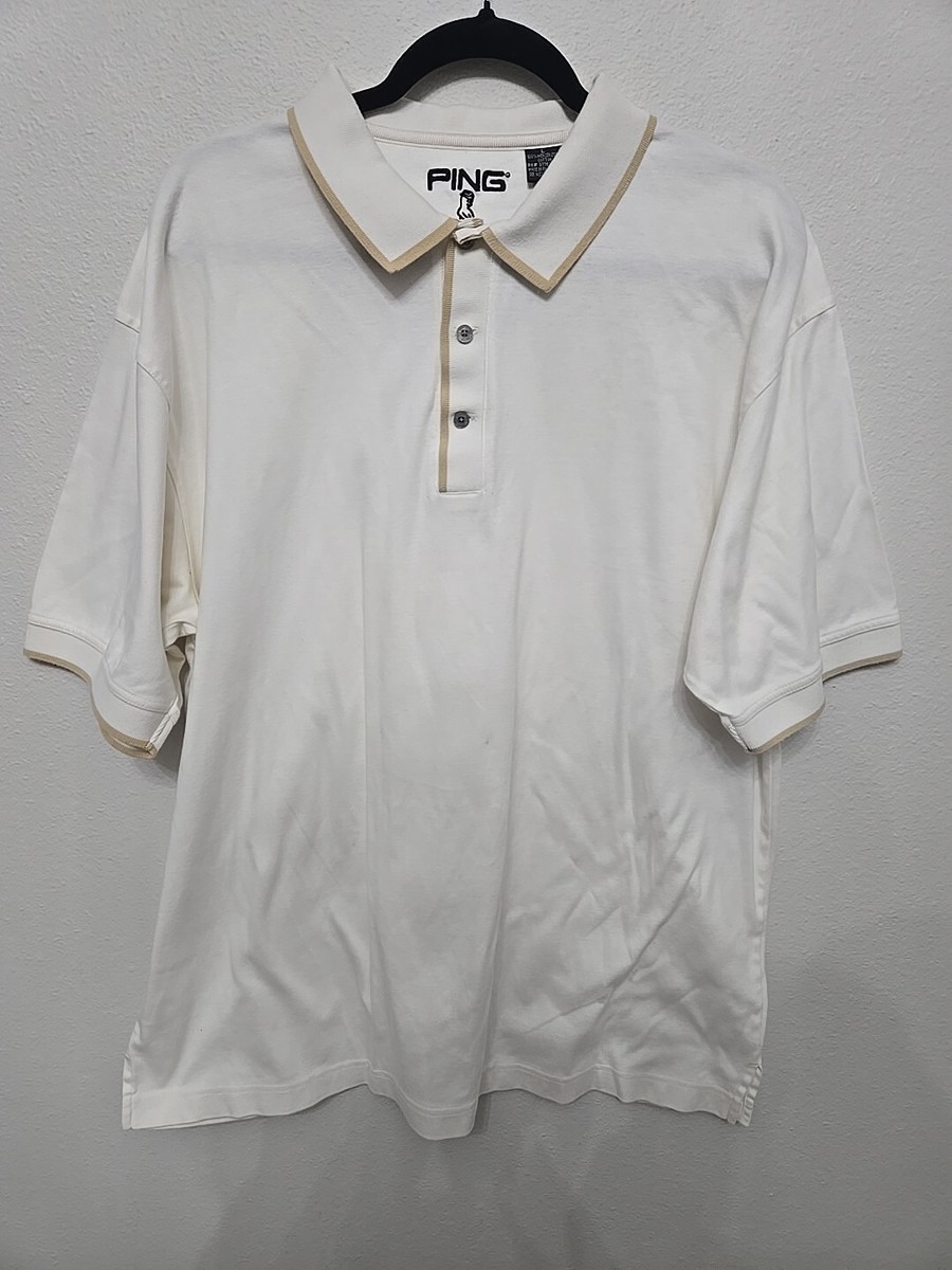Ping Men's Vintage Golf Polo Shirt Size Large Ivory Cream