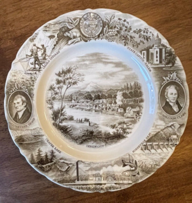 Vintage THE OREGON PLATE Plate Johnson Bros England  Brown Meier & Frank Co.