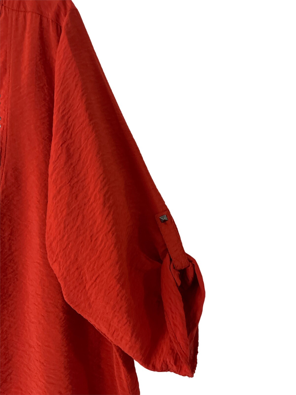 Dressbarn 3X Top Deep Coral Embellished Scoop Neck 3/4 Sleeves Plus