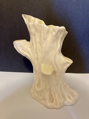 Vintage Ireland Belleek Tree Trunk Vase Gift-7th Mark Green-Belleek Pottery 6.5''
