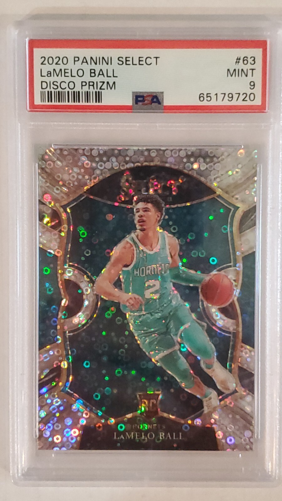 2020 Panini Select LaMelo Ball #63 Hornets Disco Prizm Rookie Card RC PSA 9 MINT