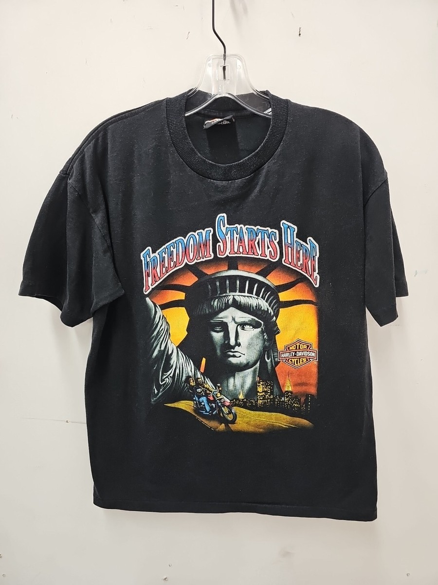 Vintage Harley Davidson Freedom Starts Here Statue Liberty New