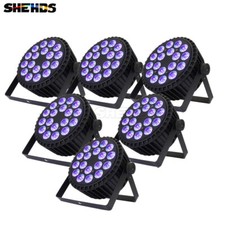 6pcs SHEHDS Aluminum Alloy LED Flat Par 18X18W RGBWAUV Par Stage Lights DJ Disco