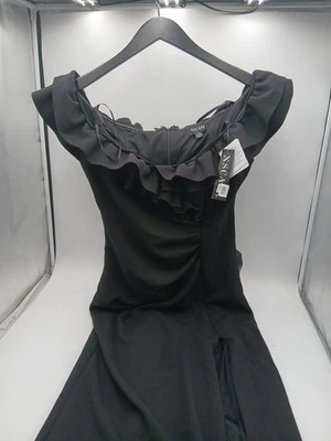 Xscape   Crepe Off The Shoulder Chiffon Ruffle Gown Dress Size 14(#G2-M3) - image 1 of 4