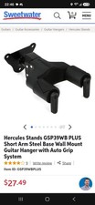 Hercules GSP39WBPLUS Wall Mount Guitar Hanger with Auto Grip System