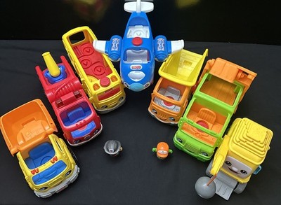 Fisher Price Little People 7 Vehicle Lot Jet Firetruck Bus Dump Plane Truck Ball