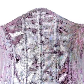 Silver Holographic Corset Shiny Metallic underbust Back Laces Waist Trainer