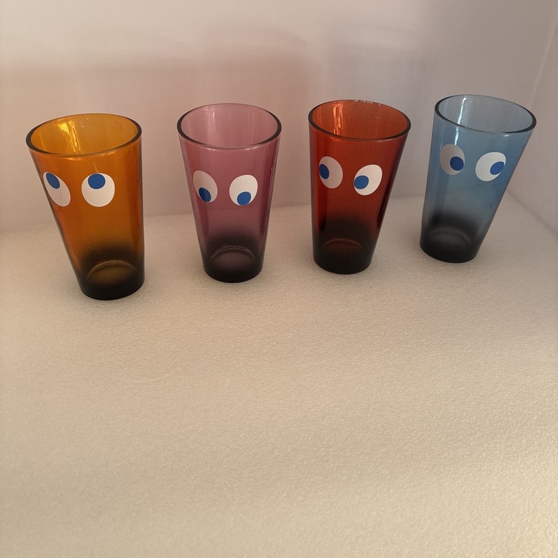 4 PAC Man Colored Drinking Glasses 2015