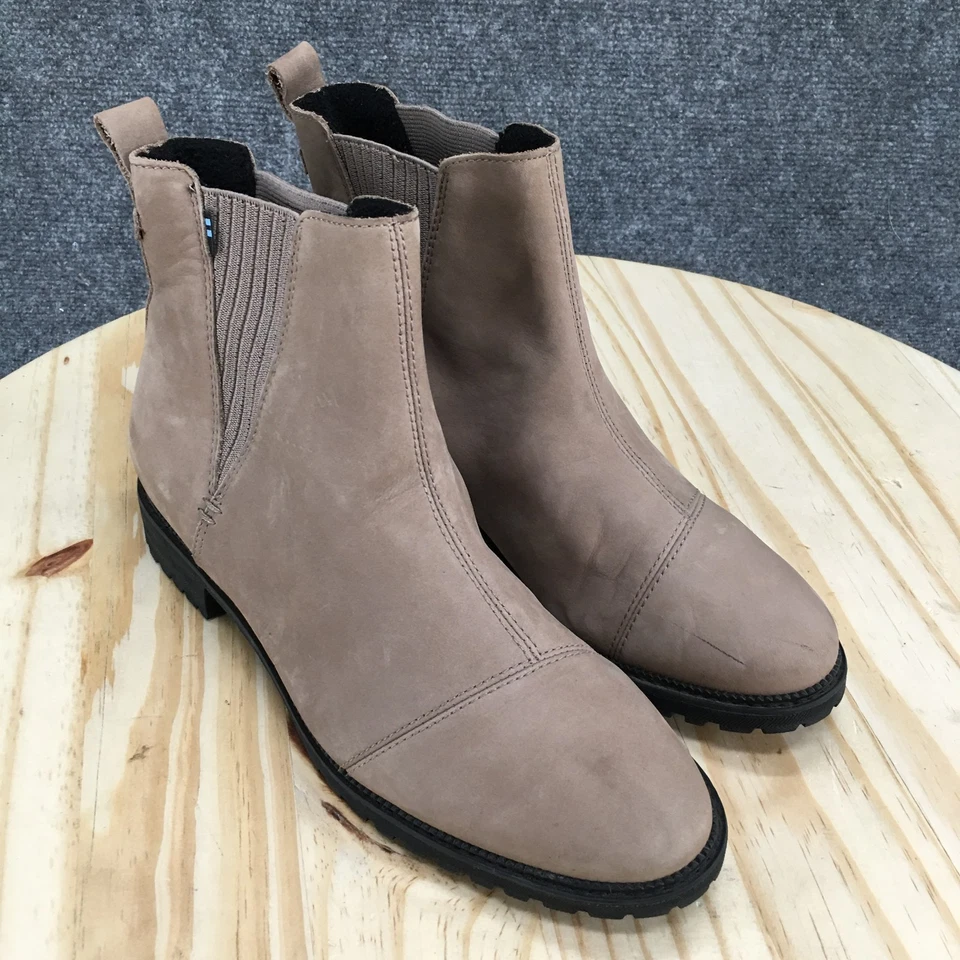 TOMS Botas Chelsea Para Mujer 9M Taupe Cleo Botín al Tobillo Cuero Suela Informal Foto 3 de 4