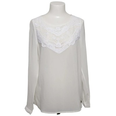 Tony Bowls, Bluse, Größe: M, Weiß, Blumen, Spitze, Damen #UNk