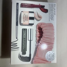 New Clinique Glow + Go Out Make Up Set with Clinique Pink Headband Free Shipping