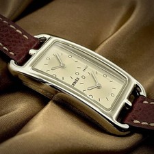 Hermes Cape Cod Deux Zones CC3.210 Quartz Watch Silver Dial Wine Red Strap 2