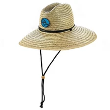 Panama Jack Rush Straw Lifeguard Sun Hat 4" Bound Big Brim Chin Cord Sz Large