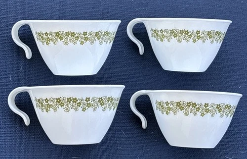 Vintage Corelle Crazy Daisy Spring Blossom Hook Handle Coffee Cups Lot of  4 EUC