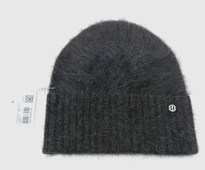 Lululemon Black Fuzzy Cashmere Beanie OS Knit Hat NWT NWT Lululemon Fuzzy Cashmere Beanie SZ O/S Black | eBay main image 3