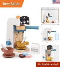Deluxe Wooden Drop-Pod Coffee Maker Toy Set   13-Piece Espresso Playset for C...