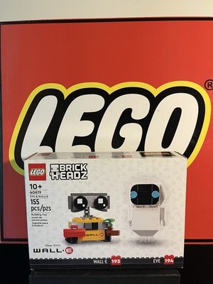 LEGO BRICKHEADZ: Eve & Wall-E 40619 NEW, 10+. QTY (2). Ea: $25.00. Retired.